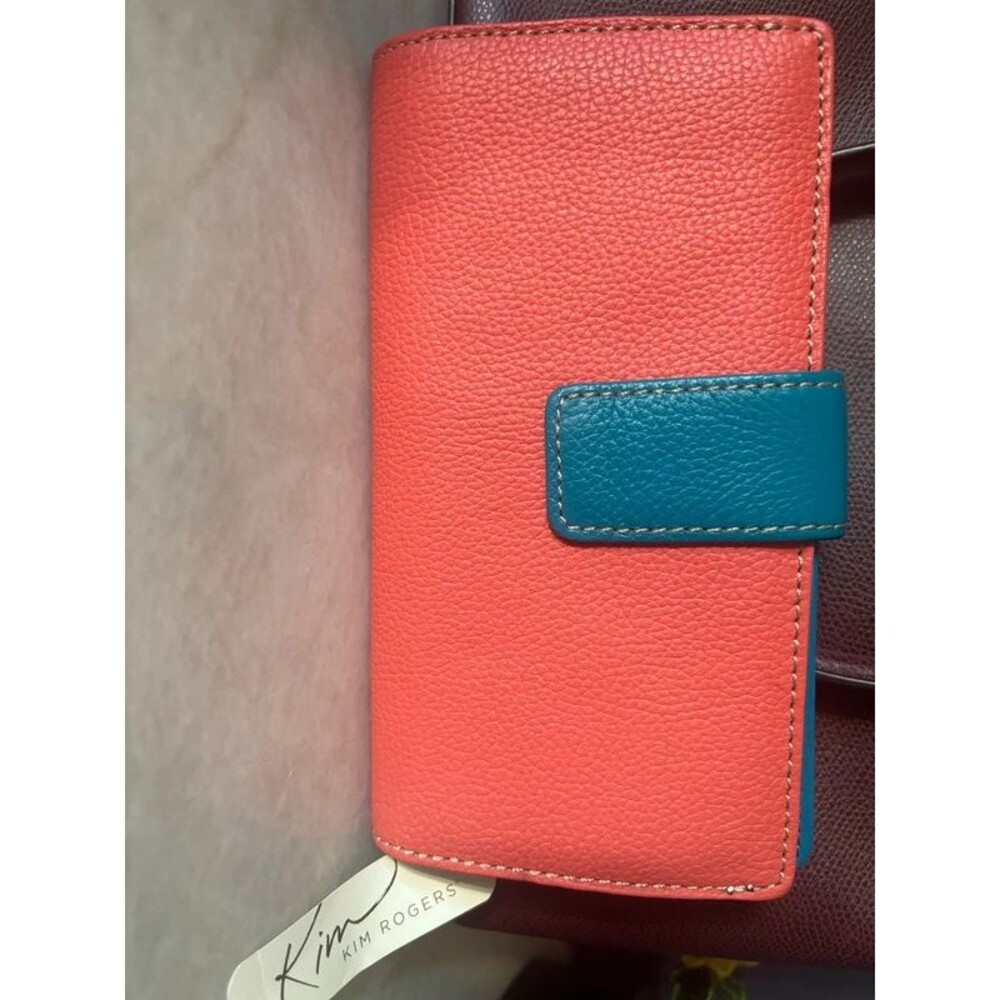 Kim Rogers Teal Leather Bifold Organizer Wallet